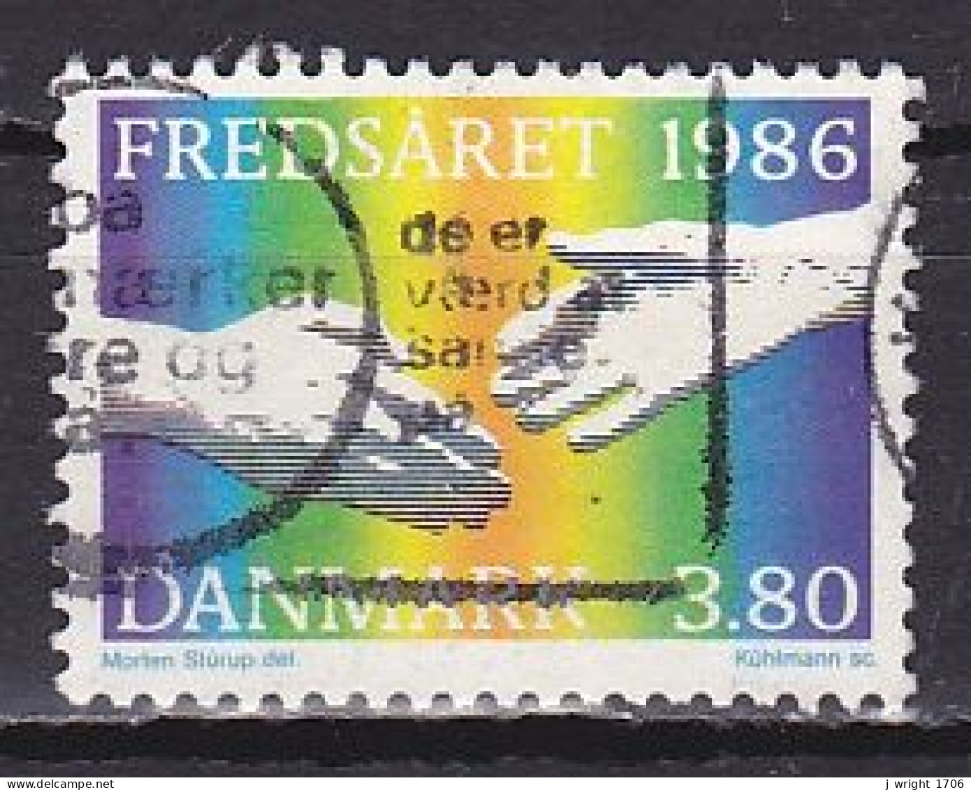 Denmark, 1986, International Peace Year, 3.80kr, USED - Oblitérés