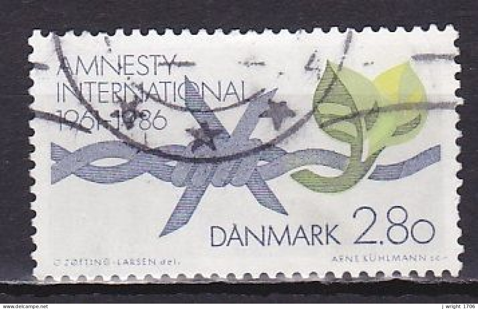 Denmark, 1986, Amnesty International 25th Anniv, 2.80kr, USED - Usati