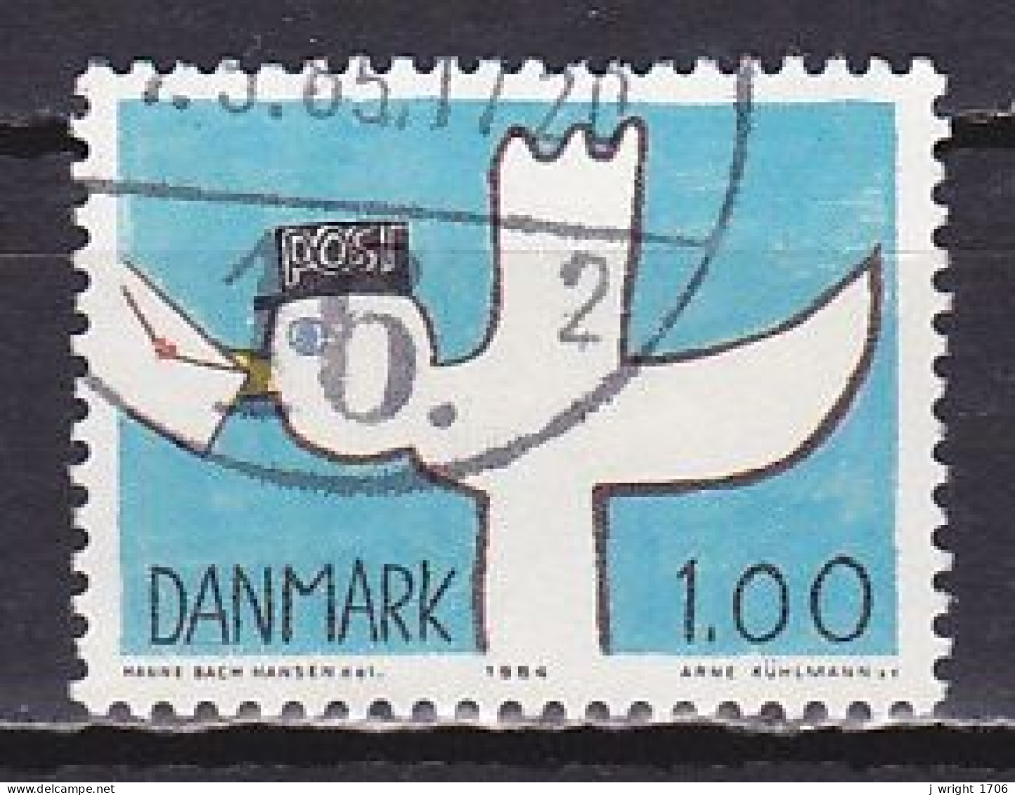 Denmark, 1984, Bird With Letter, 1.00kr, USED - Oblitérés