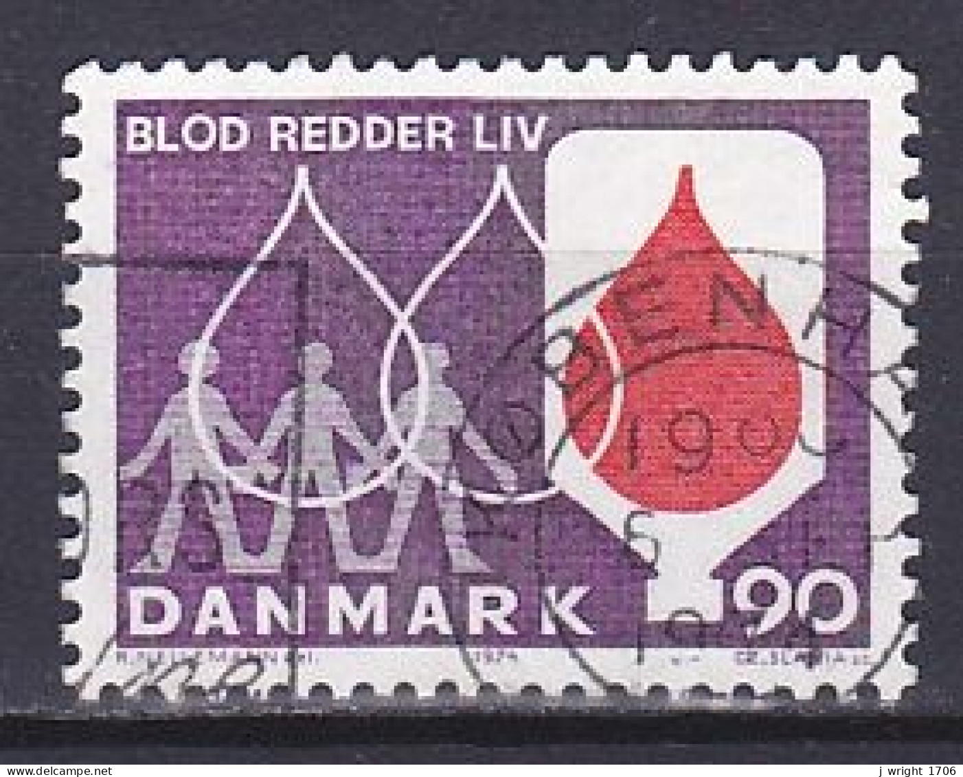 Denmark, 1974, Blood Donors Campaign, 90ø, USED - Gebraucht