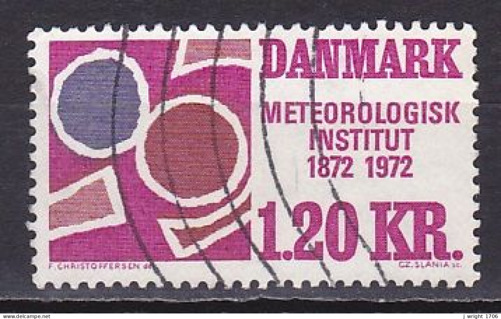 Denmark, 1972, Meteorological Office Centenary, 1.20kr, USED - Oblitérés