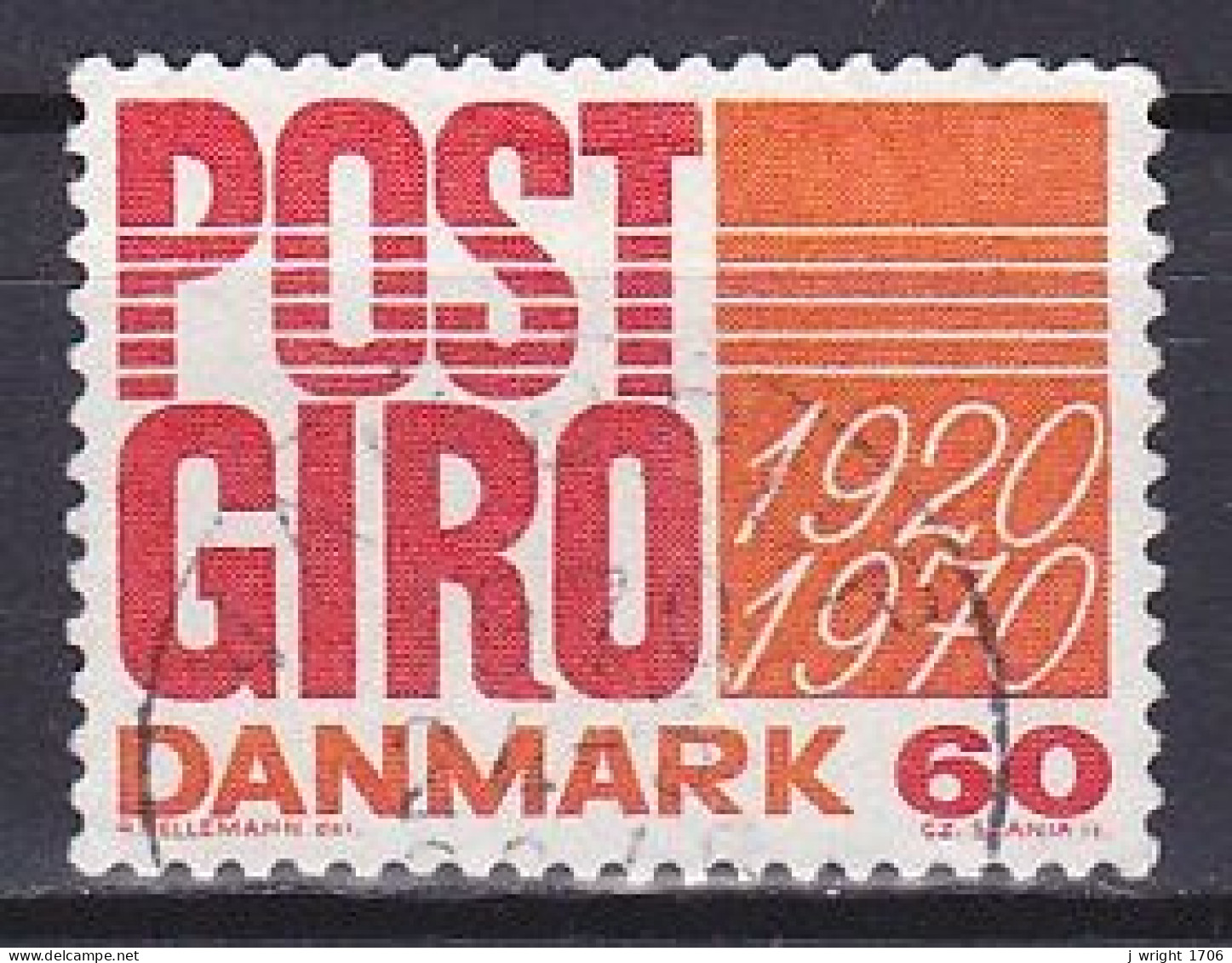 Denmark, 1970, Postal Giro Service 50th Anniv, 60ø, USED - Gebruikt