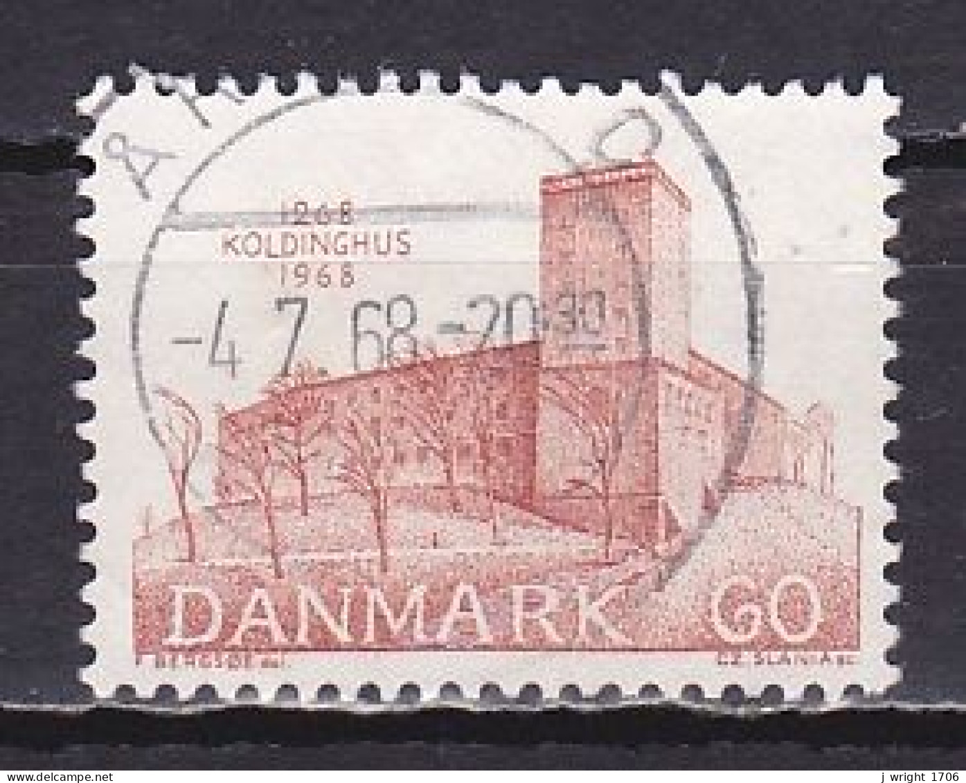 Denmark, 1968, Koldinghus Castle 700th Anniv, 60ø, USED - Oblitérés