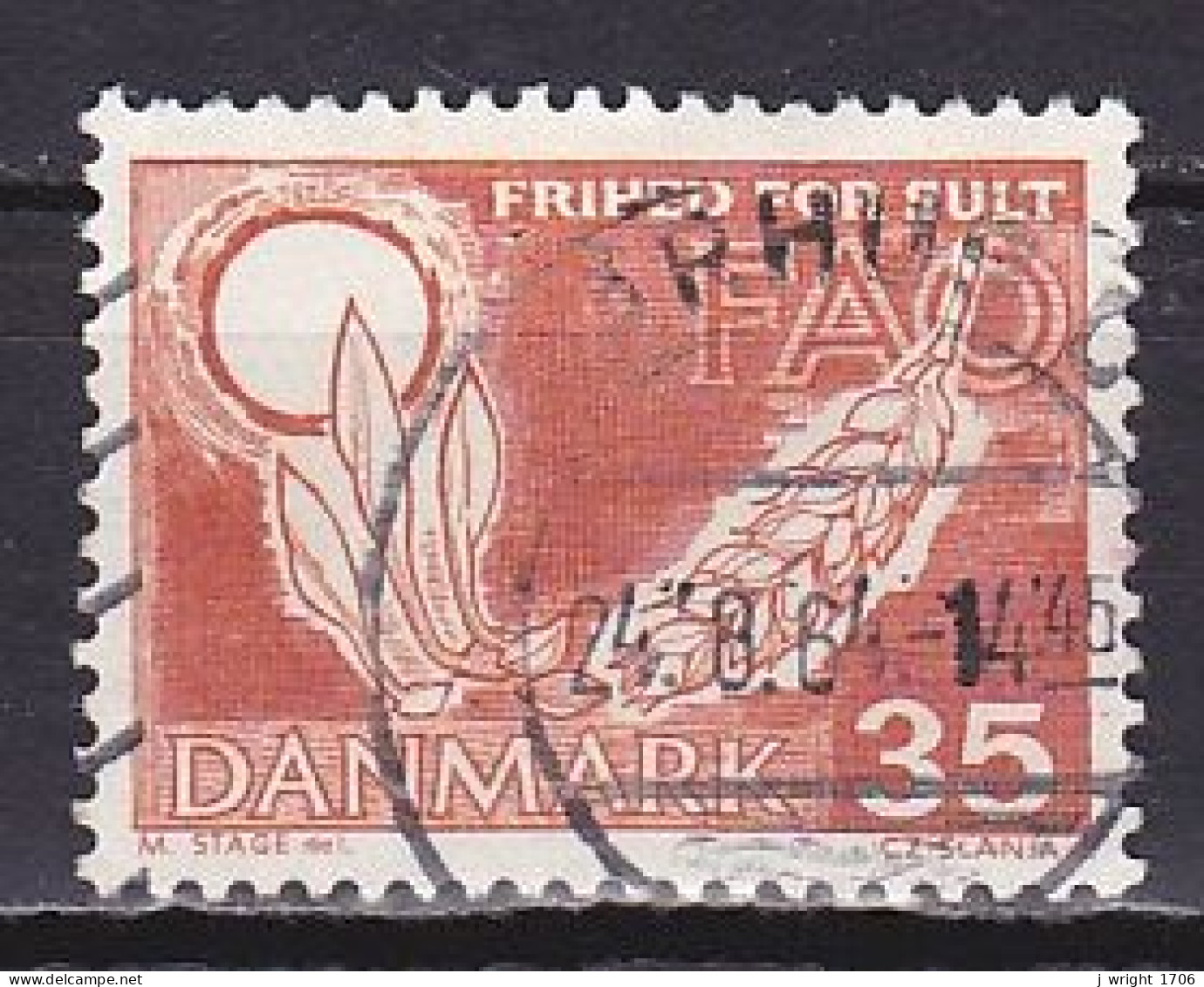 Denmark, 1963, Freedom From Hunger, 35ø/Fluorescent, USED - Gebruikt