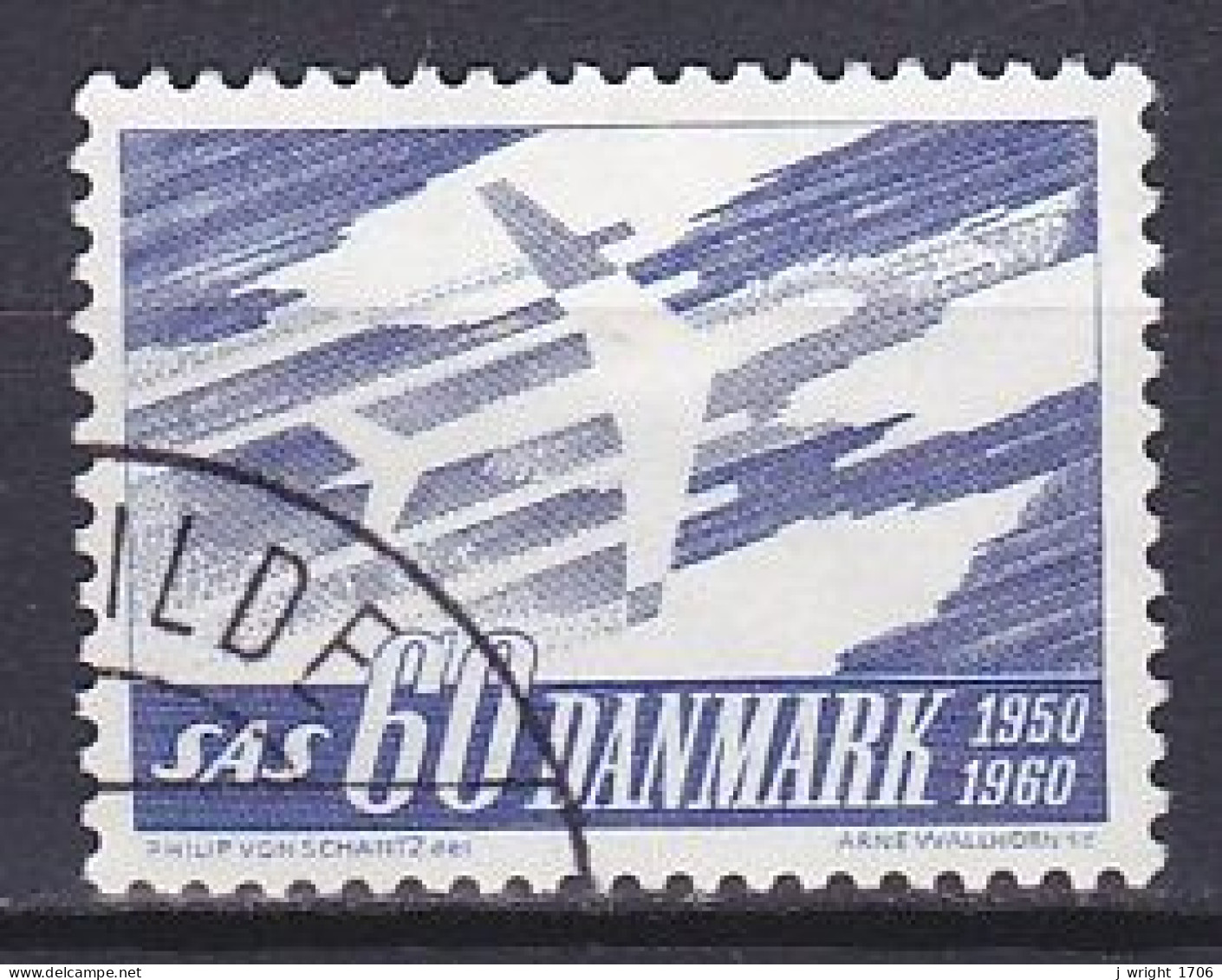 Denmark, 1961, SAS 10th Anniv, 60ø/Fluorescent, USED - Usati