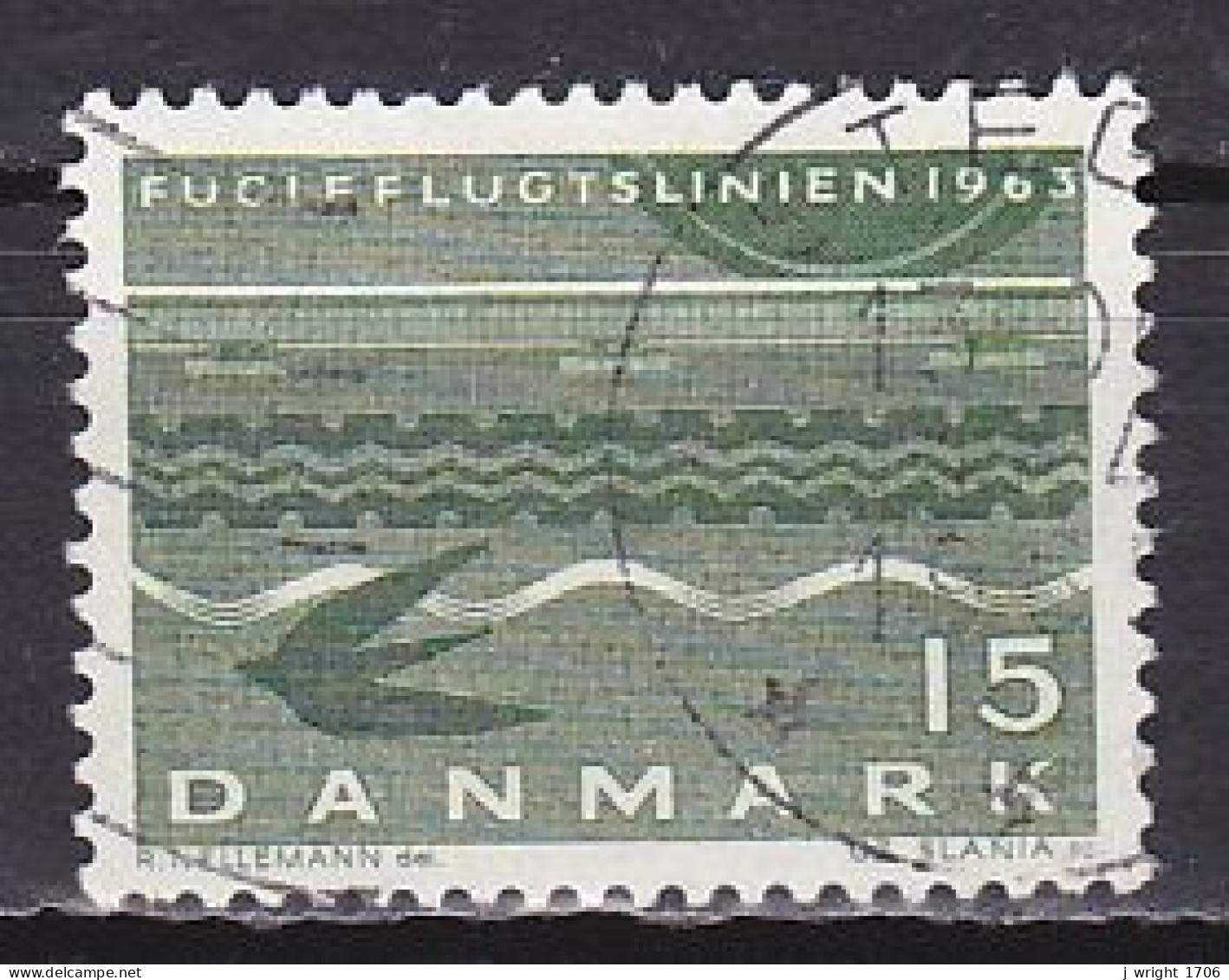 Denmark, 1963, Denmark-Germany Railway Link, 15ø/Fluorescent, USED - Used Stamps