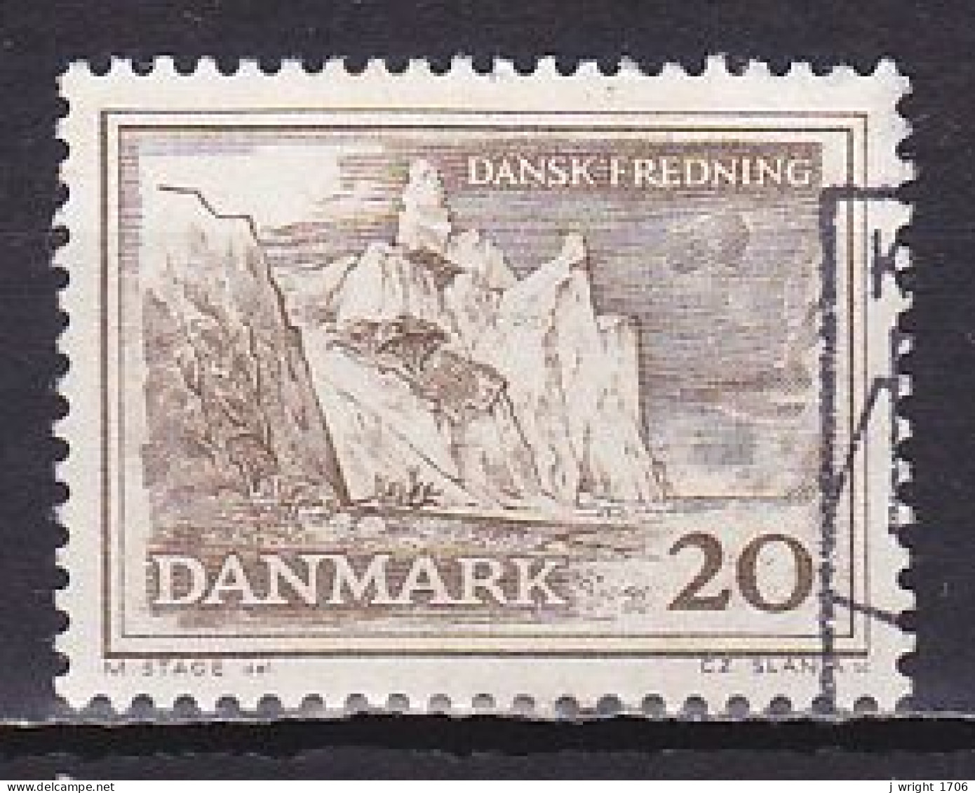 Denmark, 1962, Natural Preservation/Møn Cliffs, 20ø, USED - Gebruikt