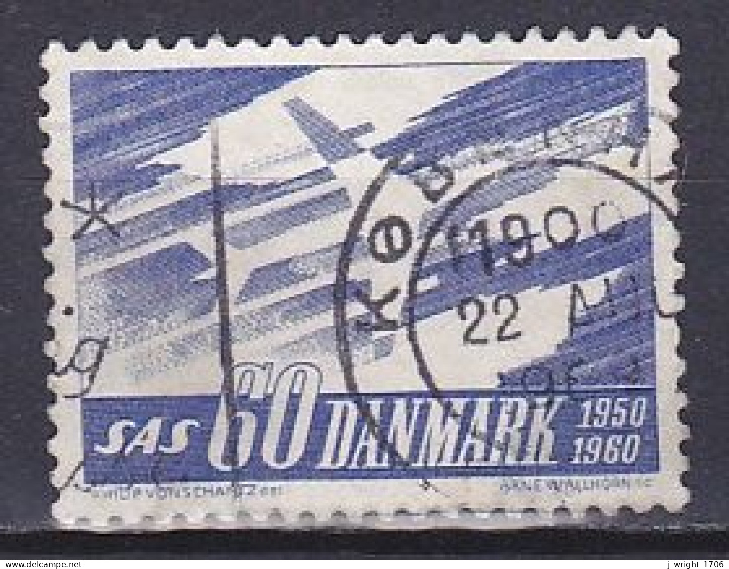 Denmark, 1961, SAS 10th Anniv, 60ø, USED - Usati