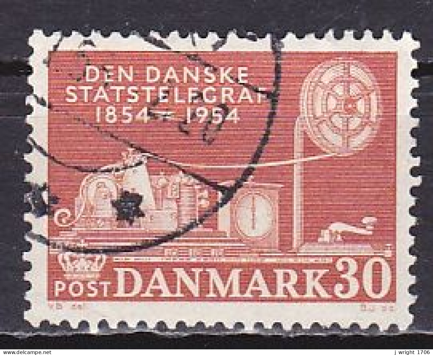 Denmark, 1954, Telecommunications Centenary, 30ø, USED - Gebruikt