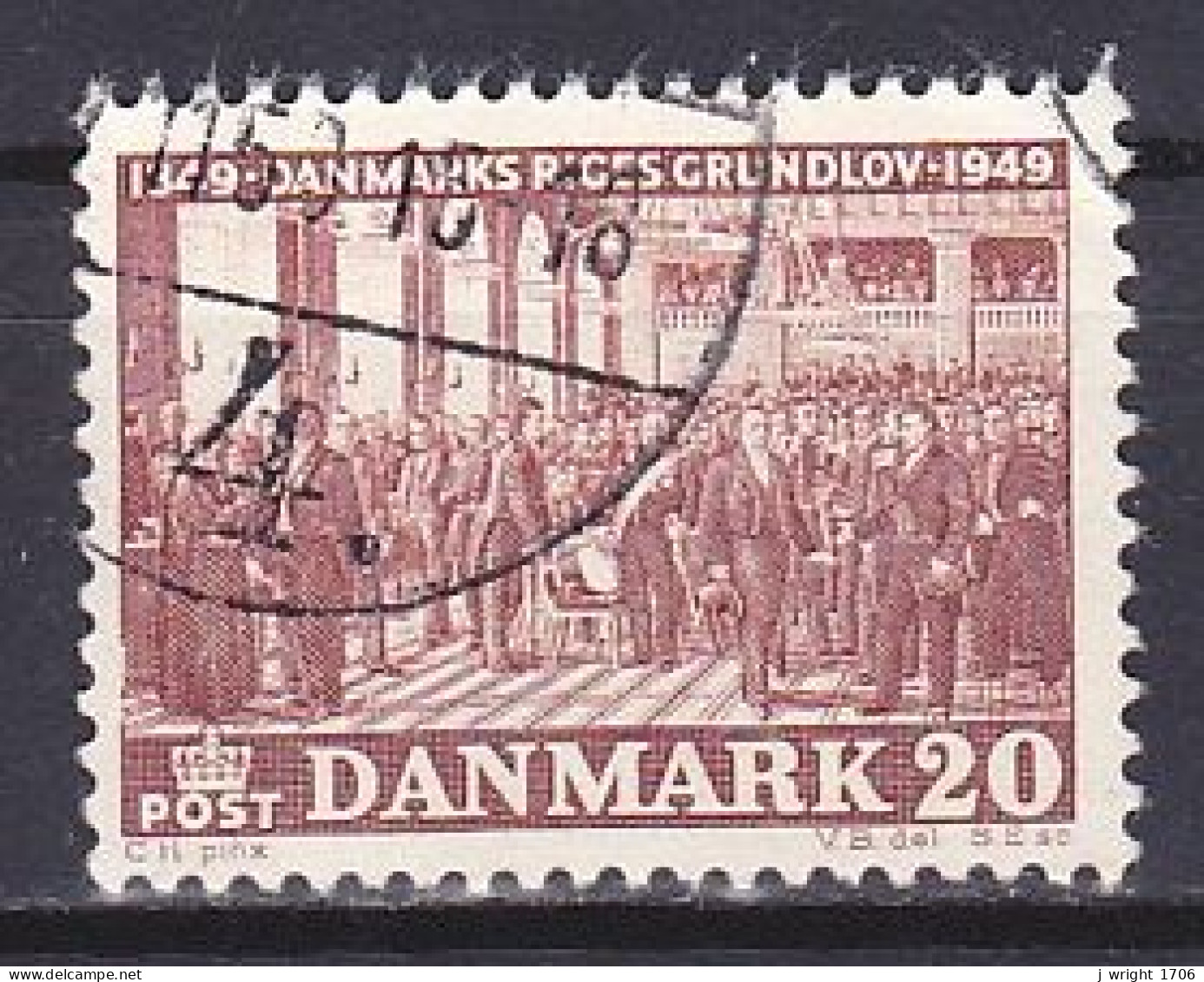 Denmark, 1949, Danish Constitution Centenary, 20ø, USED - Usado