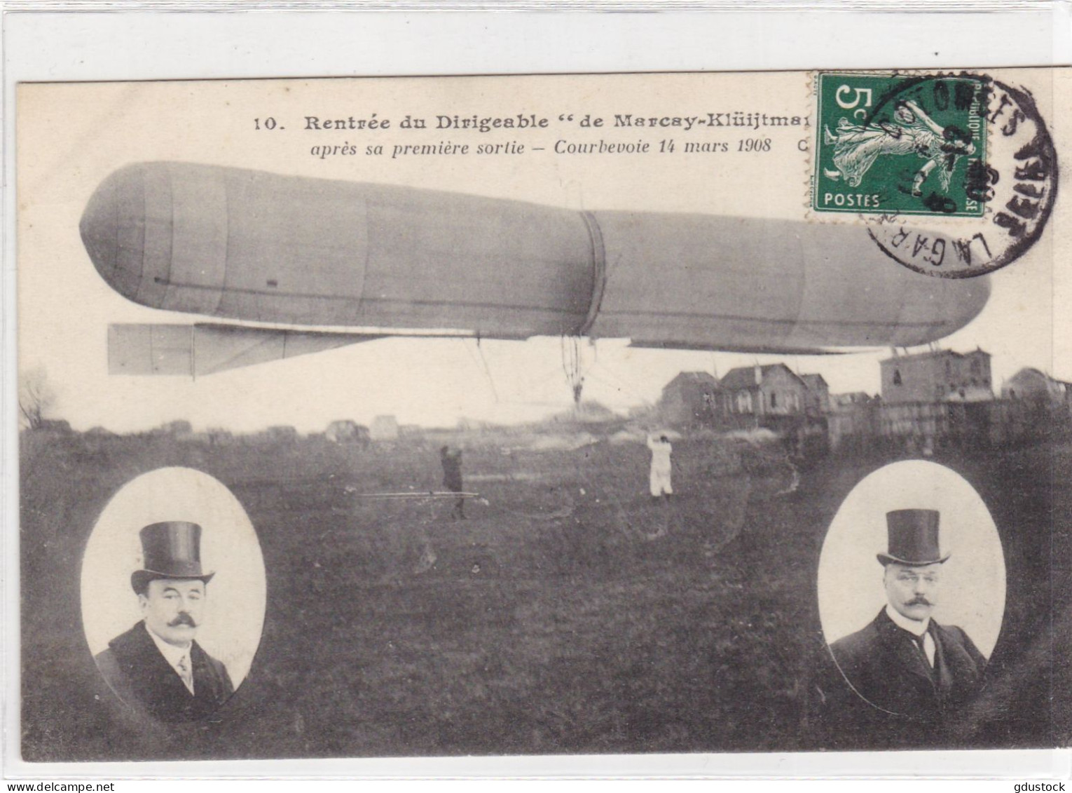 Rentrée Du Dirigeable "de Marcay-Klüijtma Après Sa Première Sortie - Courbevoie 14 Mars 1908 - Zeppeline