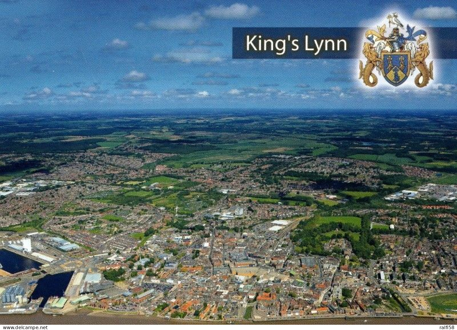 1 AK England * Blick Auf Die Stadt King's Lynn Mit Wappen - Luftbildaufnahme * - Andere & Zonder Classificatie