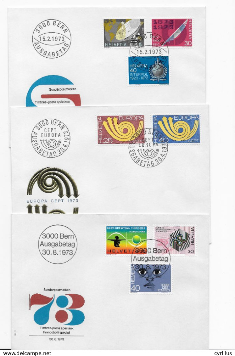 Suisse FDC 1973 - 3 Enveloppes - FDC