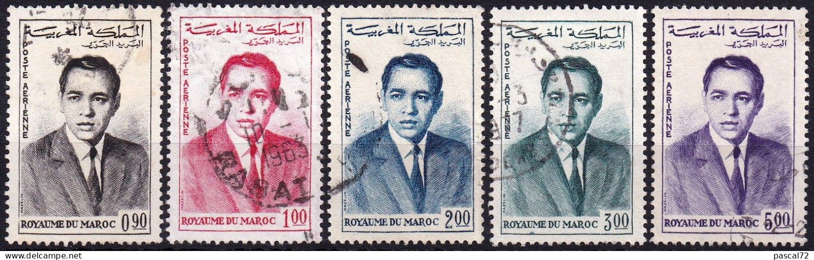 - MAROC 1962 POSTE AÉRIENNE Y&T PA N° 106 à 110 SÉRIE COMPLÈTE 5 VALEURS Oblitérés (2) - Marokko (1956-...)