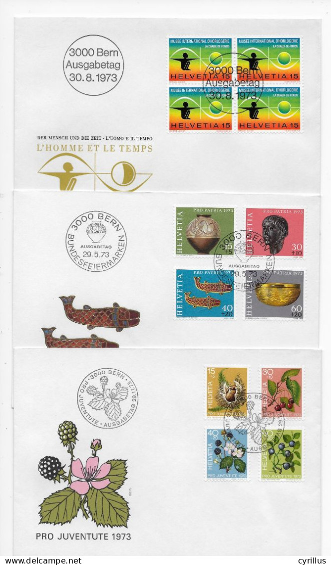 Suisse FDC 1973 - 3 Enveloppes - FDC