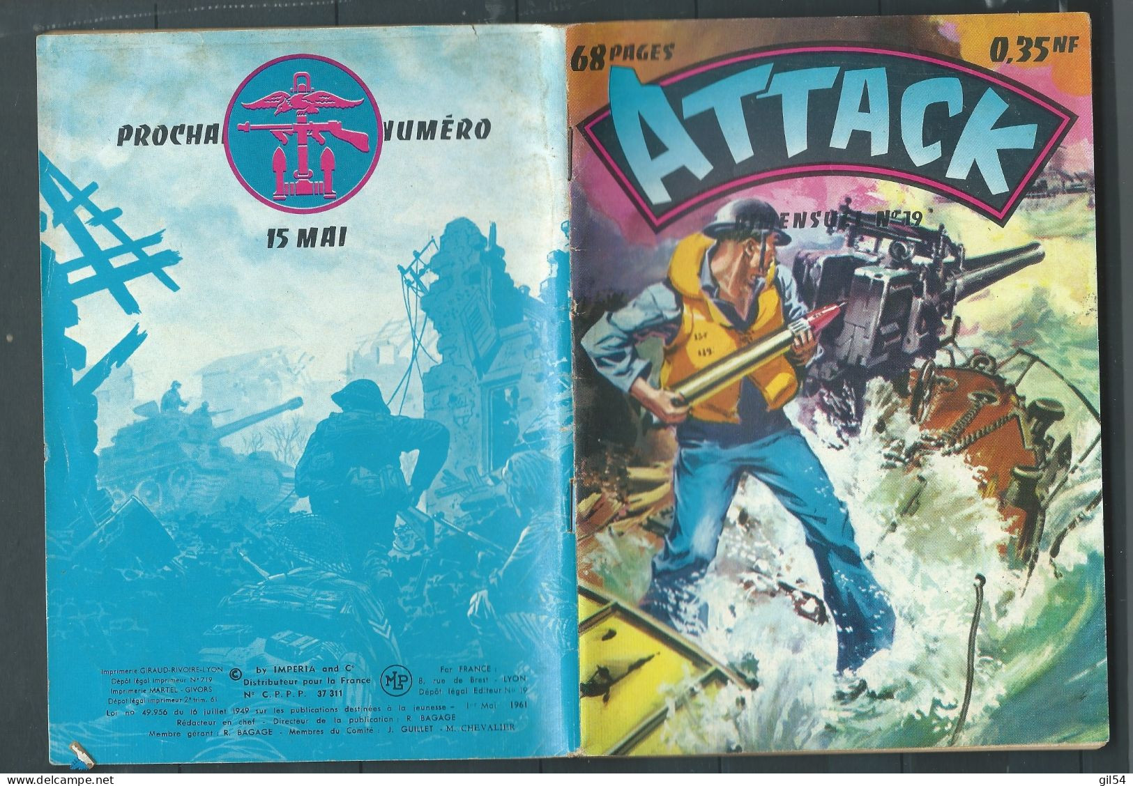 Bd "Attack   " Bimensuel N° 19" Trompe La Mort   , DL 1er Mai 1961- BE- RAP 0304 - Formatos Pequeños