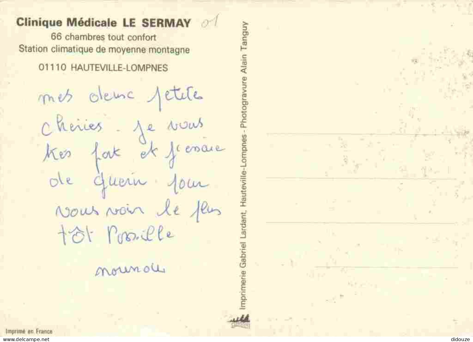 01 - Hauteville Lompnès - Clinique Médicale Le Sermay - Vue Aérienne - CPM - Voir Scans Recto-Verso - Hauteville-Lompnes