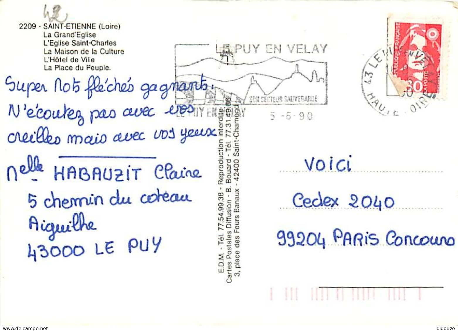 42 - Saint Etienne - Multivues - Automobiles - Blasons - Flamme Postale De Le Puy En Velay - CPM - Voir Scans Recto-Vers - Saint Etienne