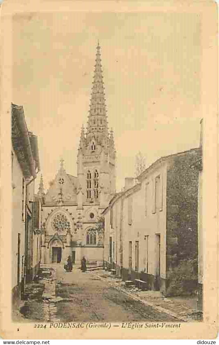 33 - Podensac - L'Eglise Saint Vincent - Animée - CPA - Voir Scans Recto-Verso - Other & Unclassified