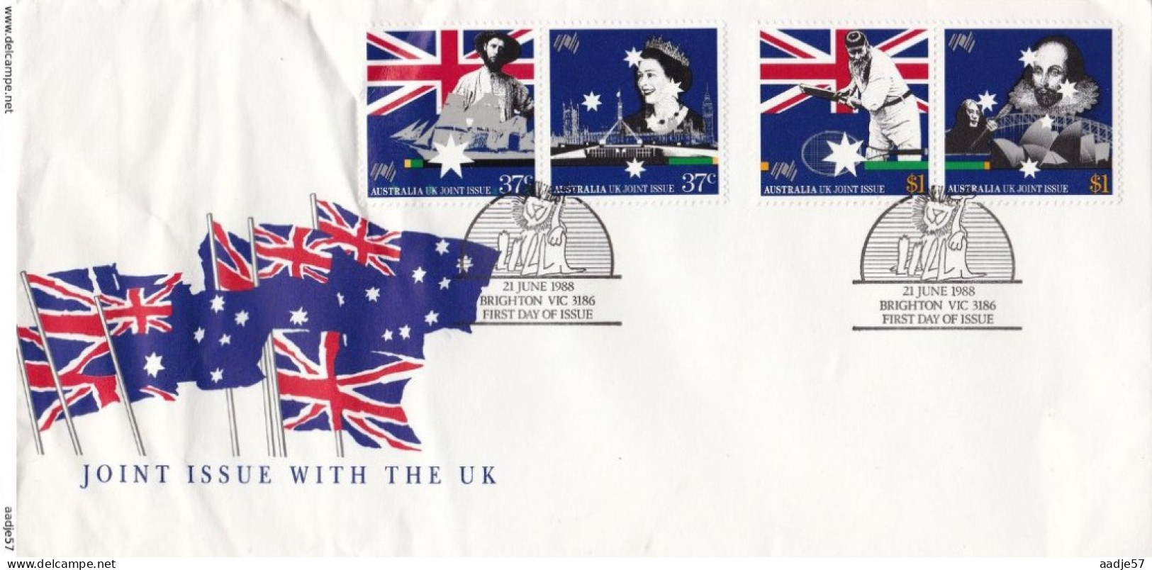 Australia 1988 Joint Issue With UK FDC 21.06.1988 - Omslagen Van Eerste Dagen (FDC)