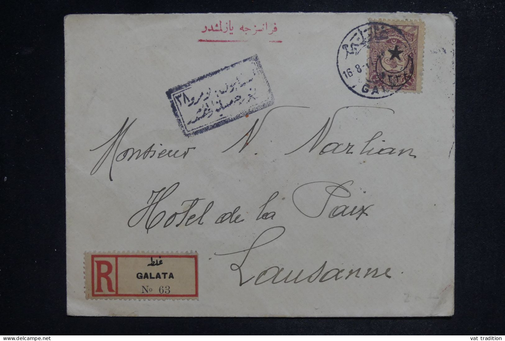 TURQUIE - Enveloppe En Recommandé De Galata Pour La Suisse En 1917 - L 151898 - Covers & Documents