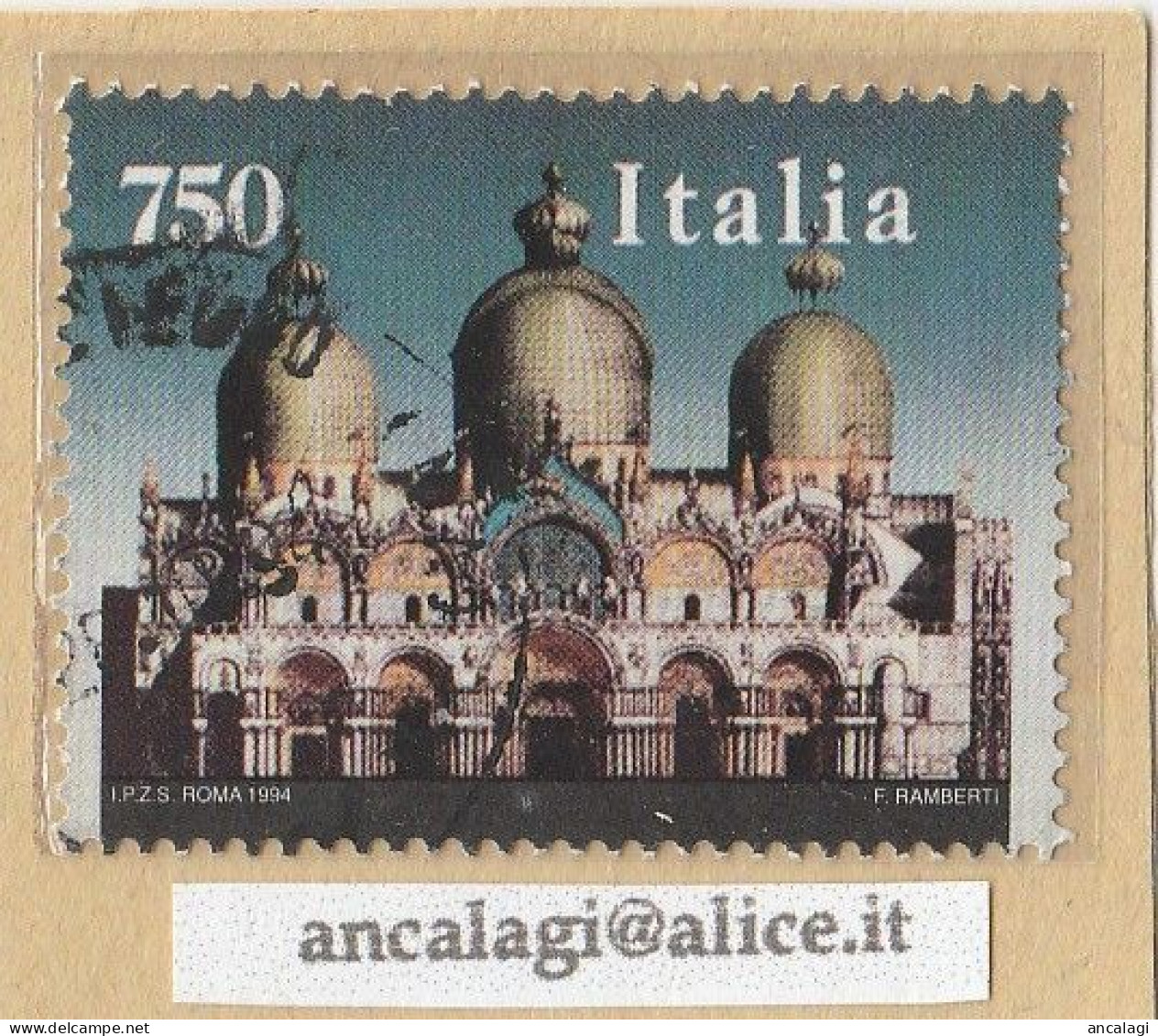 USATI ITALIA 1994 - Ref.0706A "BASILICA DI SAN MARCO, VENEZIA" 1 Val. - - 1991-00: Oblitérés