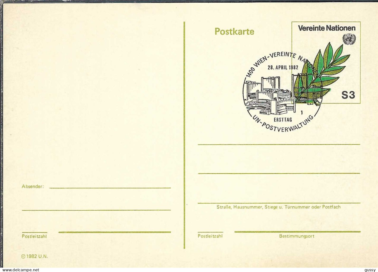 NATIONS UNIES Vienne Ca.1982: CP Entier De 3S Obl. PJ - Covers & Documents