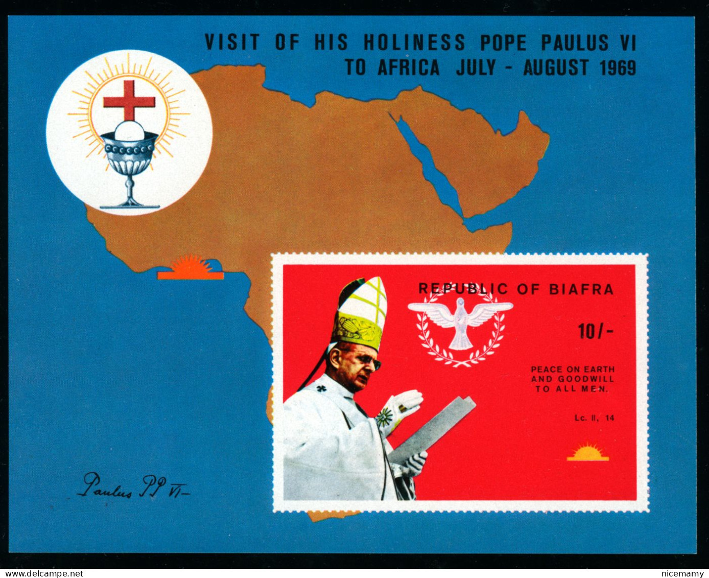 BIAFRA / NIGERIA 1969 MNH** Miniature Sheets VIsit of Pope to Africa