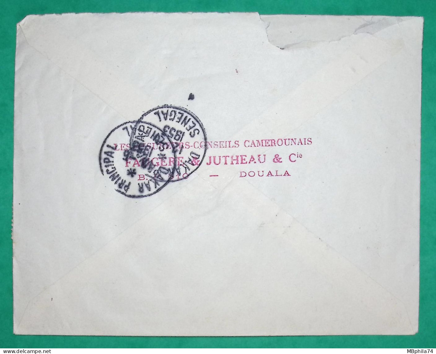 RECOMMANDE PAR AVION DOUALA CAMEROUN POUR DAKAR 1953 LETTRE COVER FRANCE - Airmail