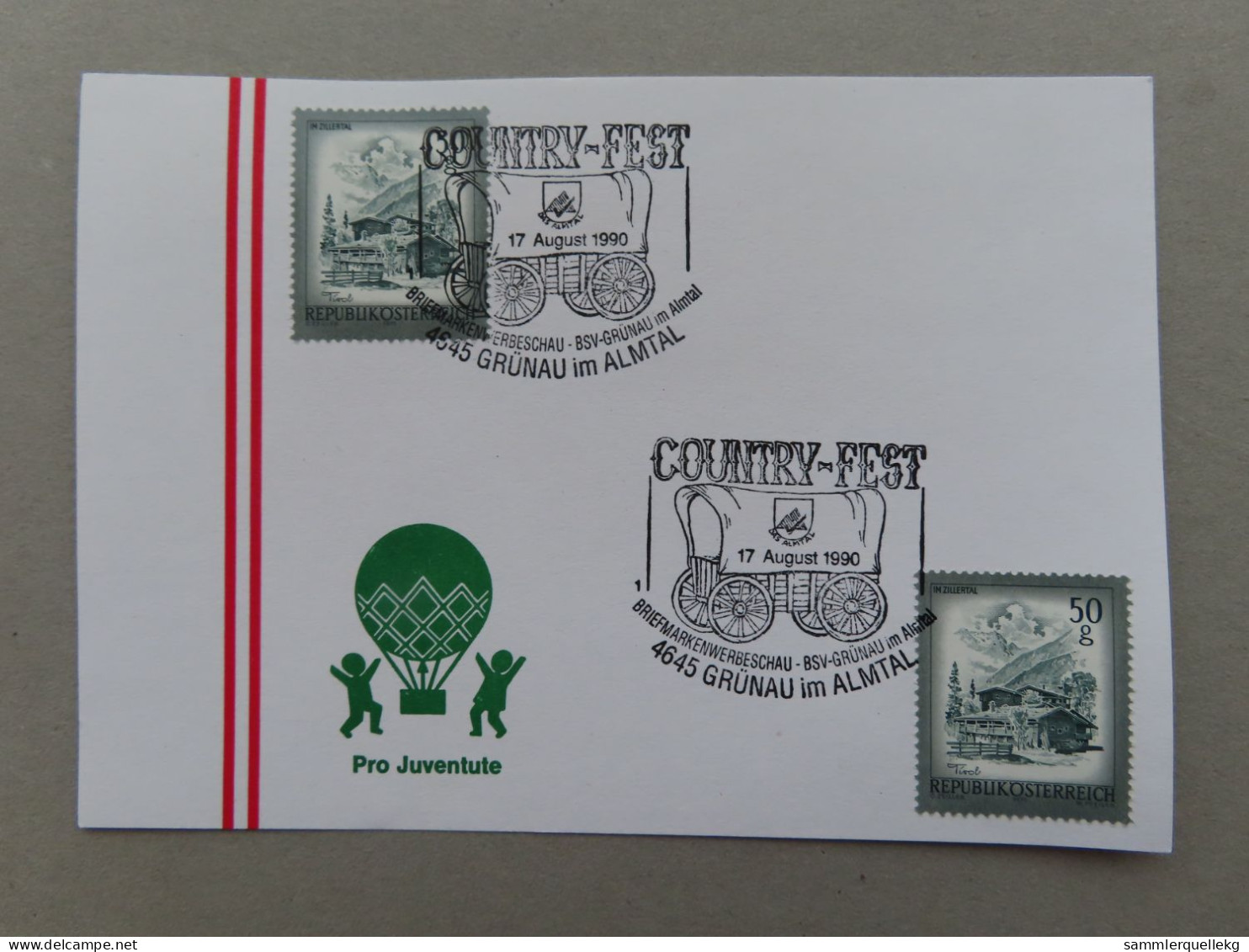 Österreich Pro Juventute - Mit Sonderstempel 17. August 1990 Grünau Im Almtal, COUNTRY-FEST (Nr.553) - Autres & Non Classés