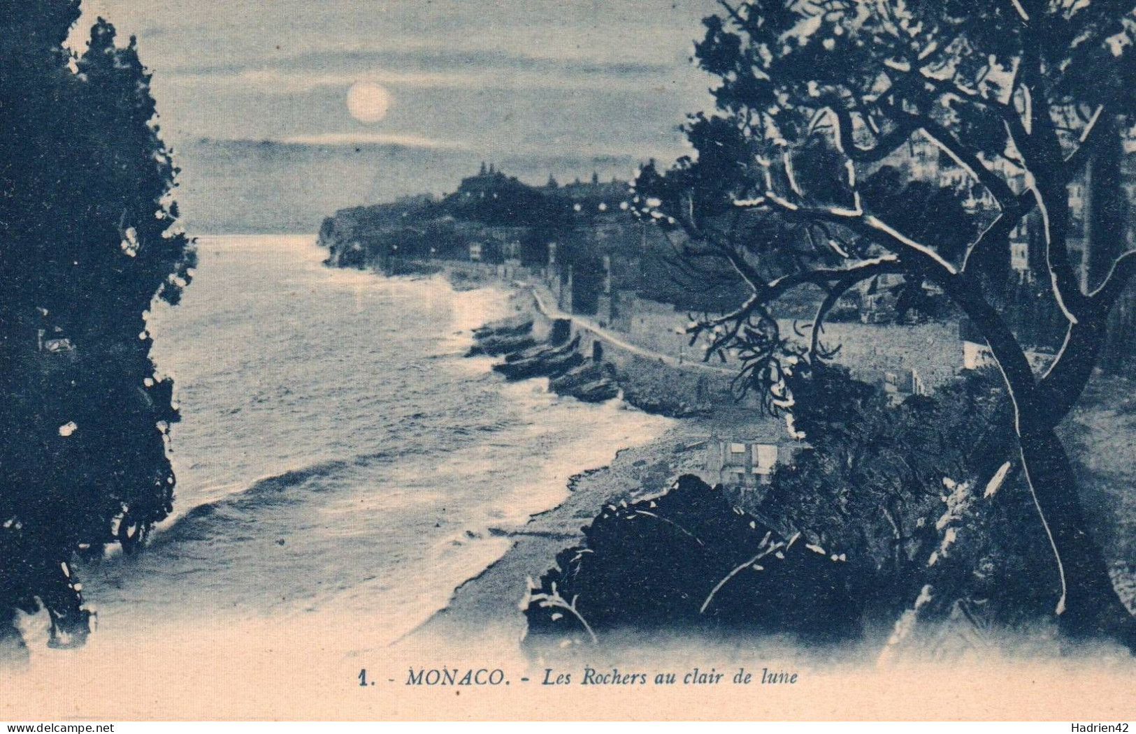 RECTO/VERSO - CPA - MONACO - LES ROCHERS AU CLAIR DE LUNE - Hafen