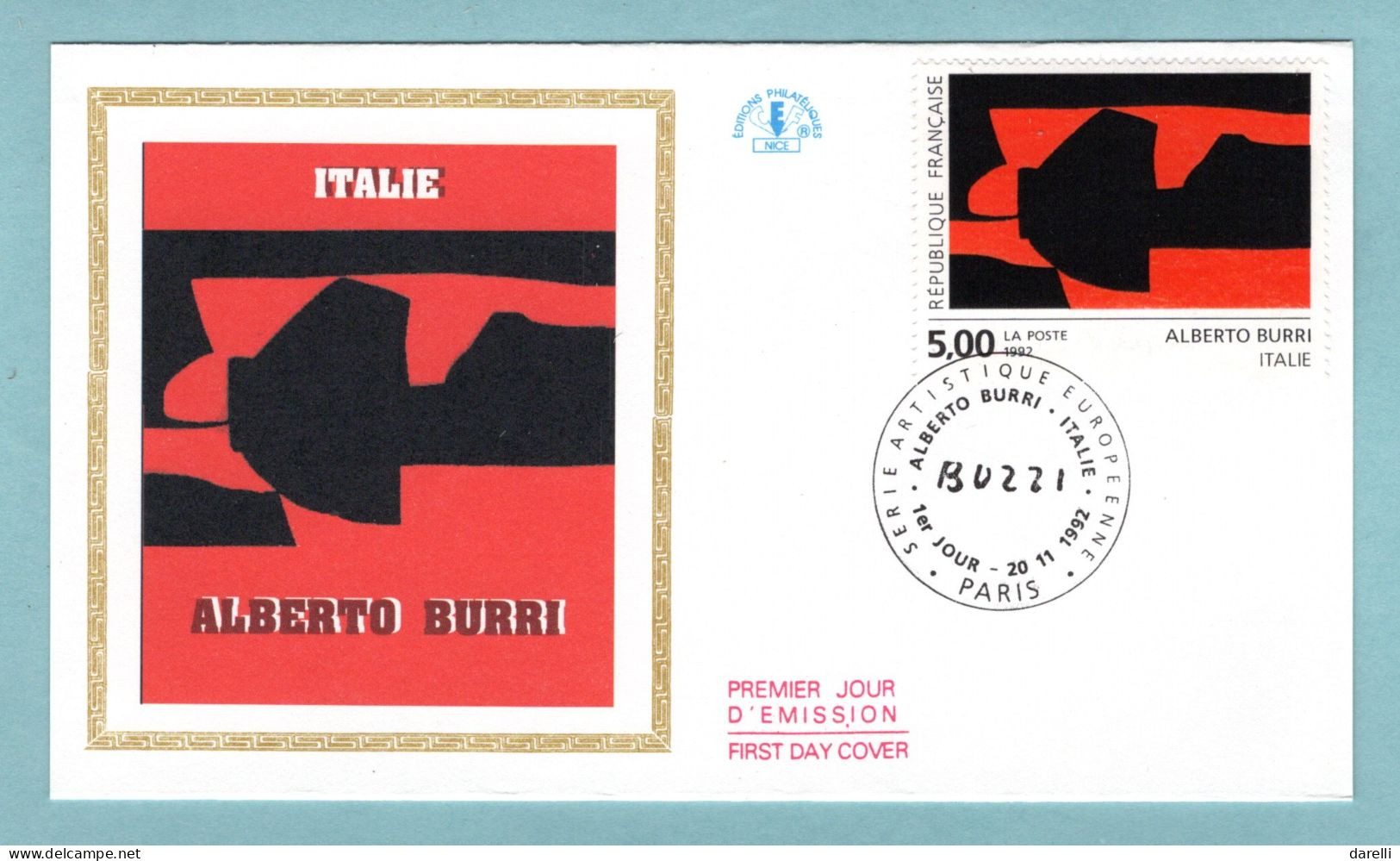FDC France 1992 - Alberto Burri : Sacco E Bianco (Italie) - YT 2780 - Paris - 1990-1999
