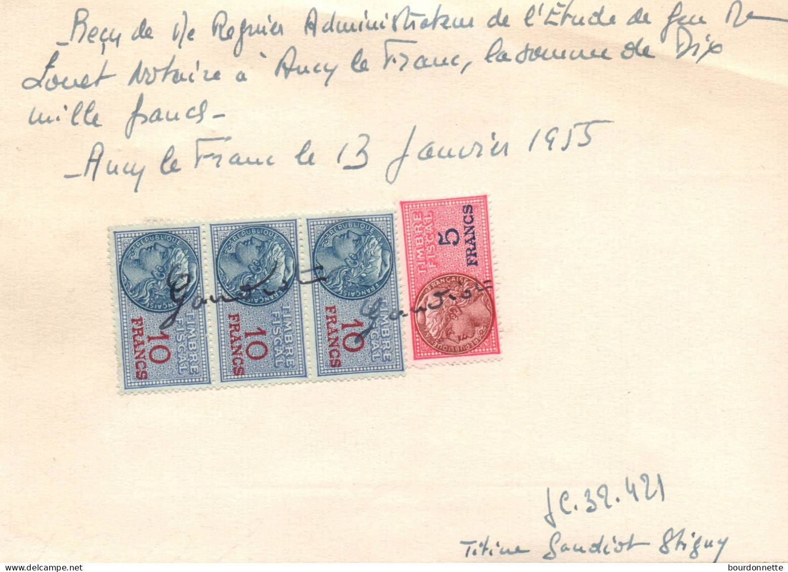 TIMBRES FISCAUX Sur Documents Ancy Le Franc Yonne 1955 STIGNY - Cartas & Documentos