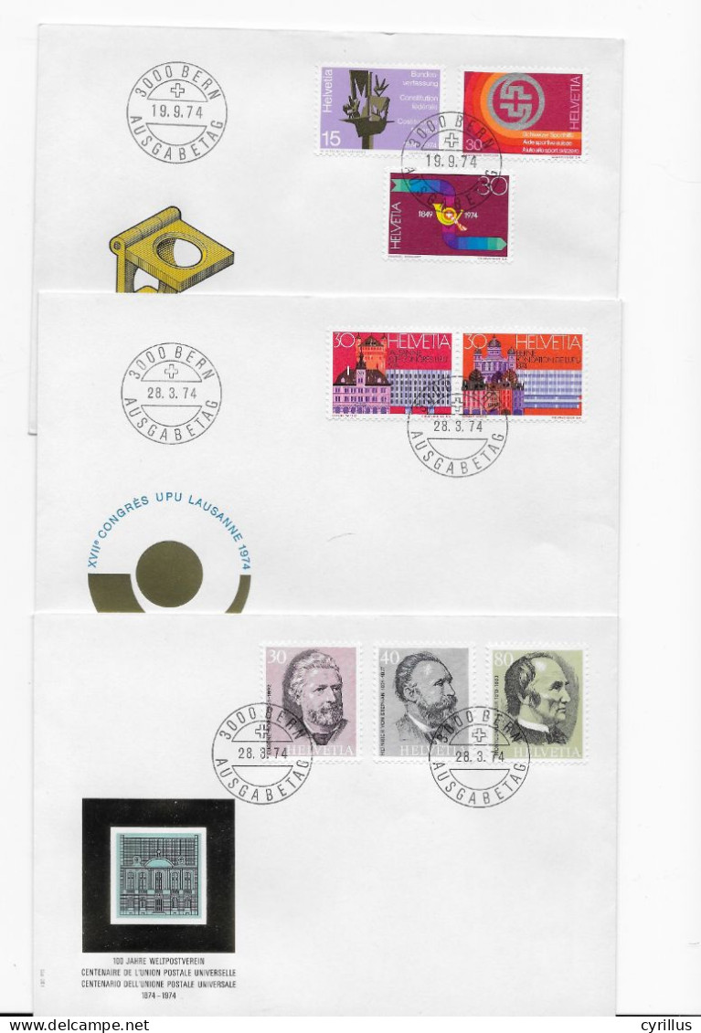 Suisse FDC 1974 - 3 Enveloppes - FDC