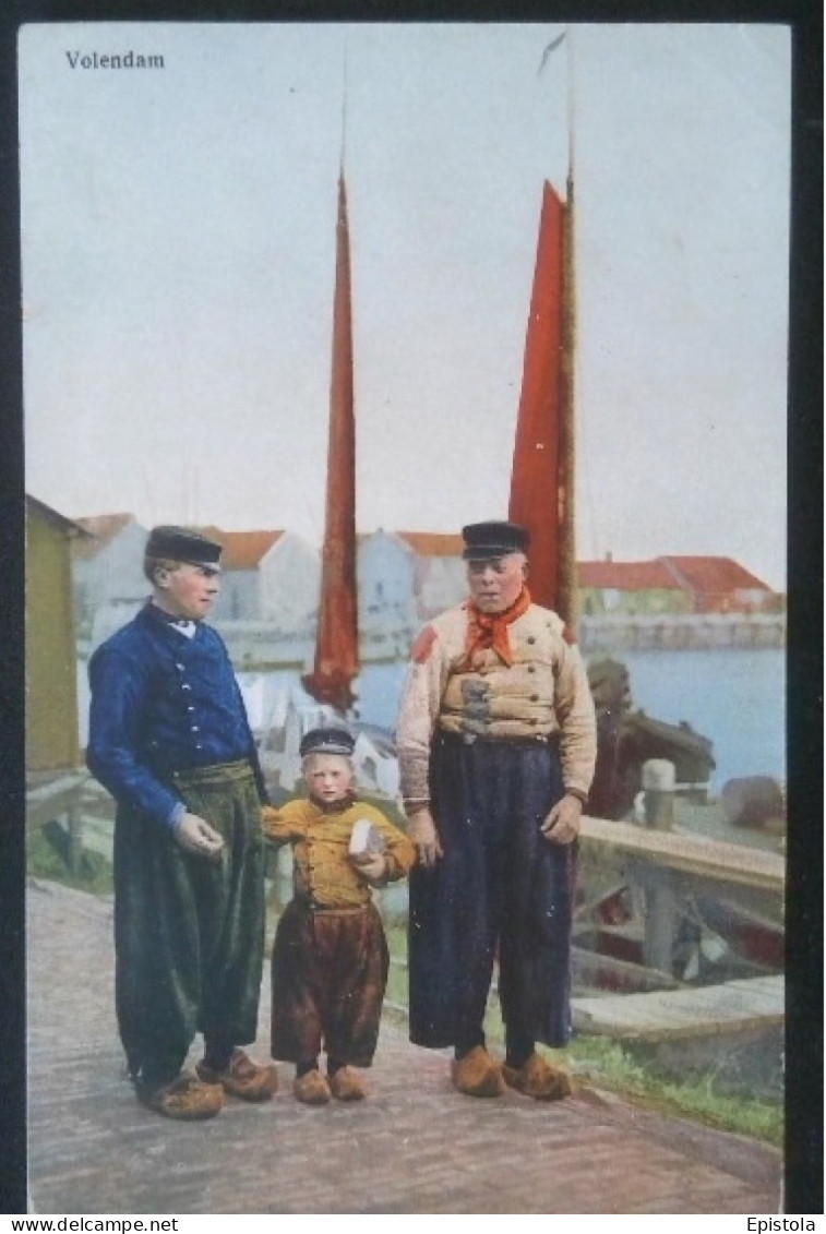 ►Cpa  Couleur Nederland Pays-Bas Folklore -  Volendam Volendammer Kinderen Enfants -  Marins - Timbre Collection - Volendam