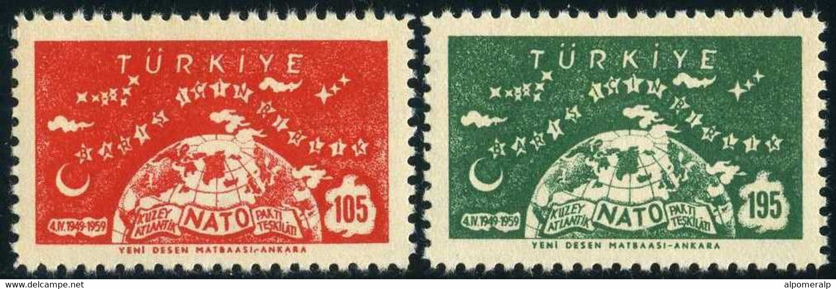 Türkiye 1959 Mi 1621-1622 MNH NATO, 10th Anniversary - Unused Stamps