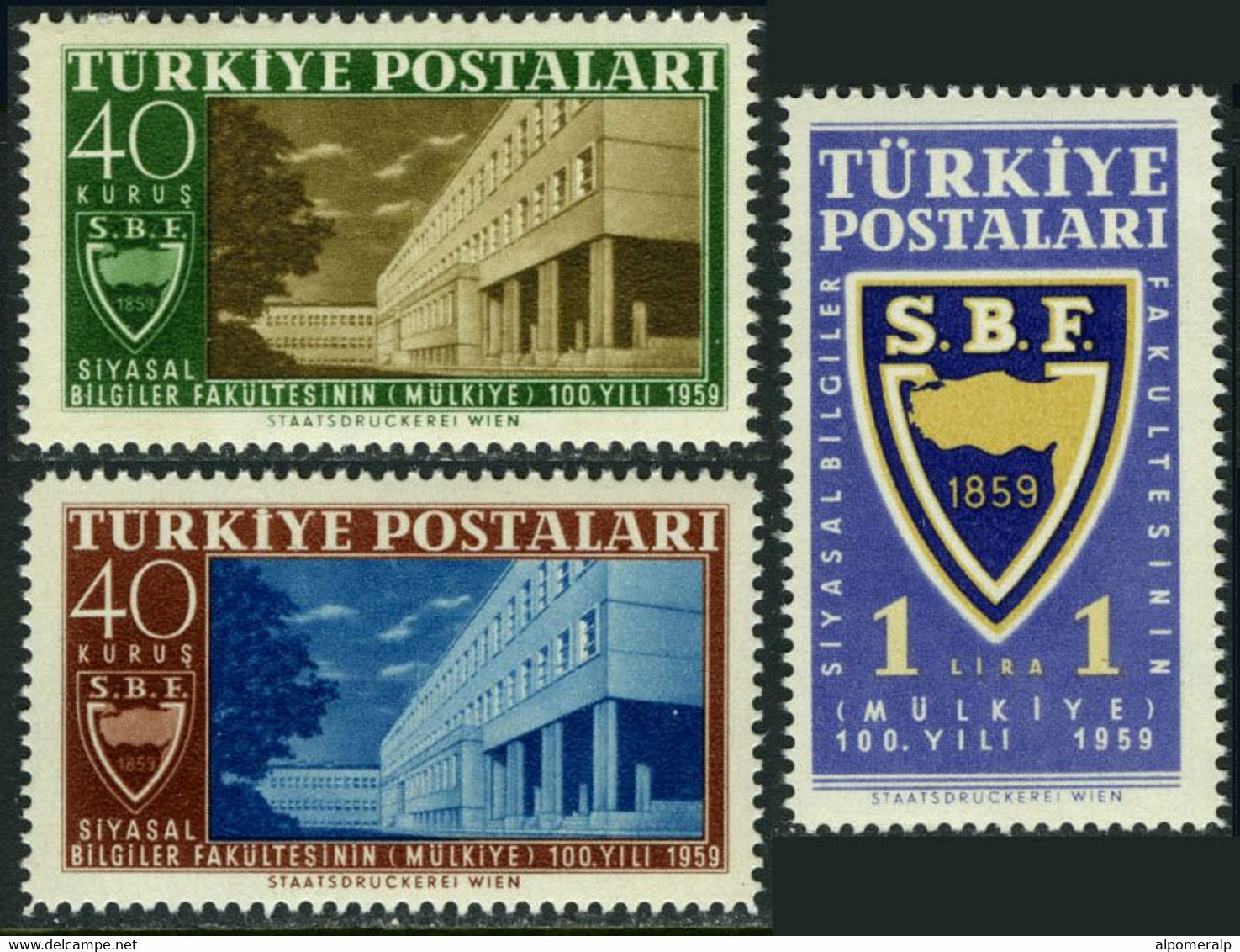 Türkiye 1959 Mi 1694-1696 MNH Faculty Of Political Sciences, 100th Year - Ungebraucht