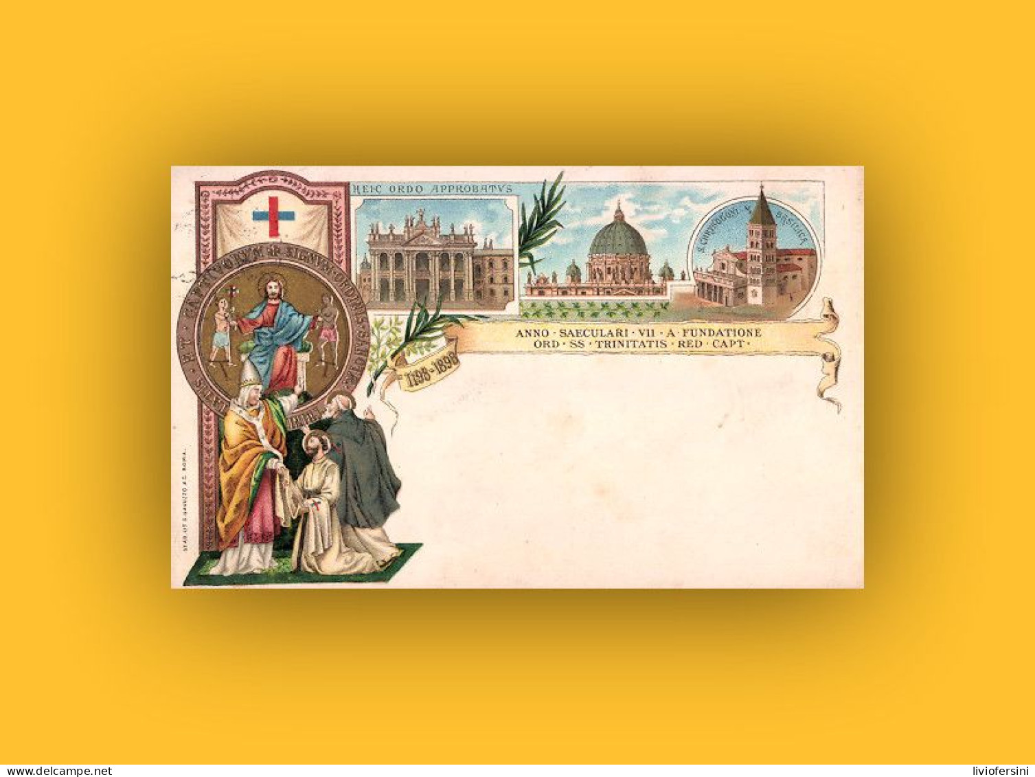 Cartolina 1898 Religione Fondazione Ordine Della Santissima Trinità - Antes 1900