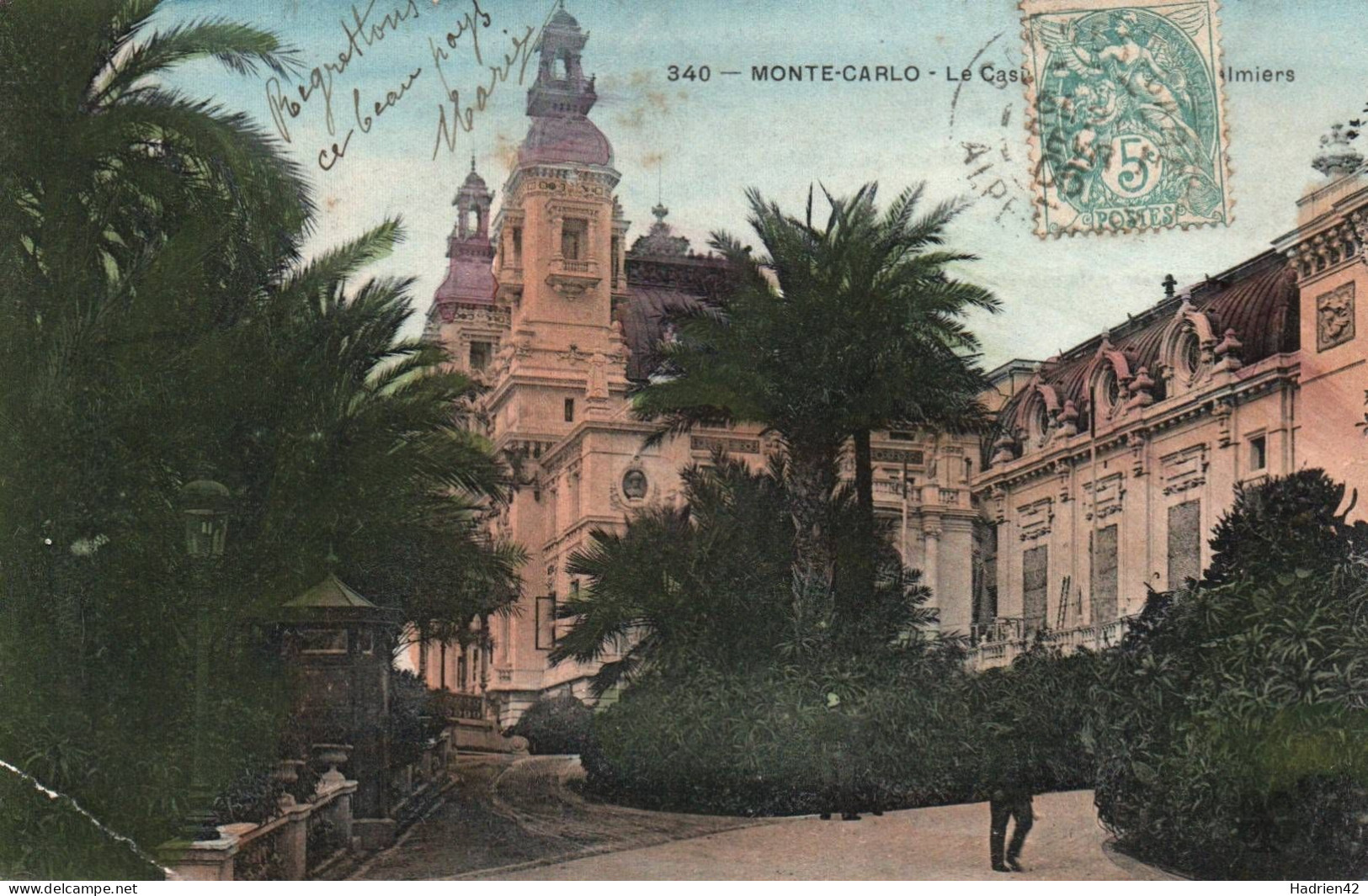 RECTO/VERSO - CPA - MONTE CARLO - LE CASINO ET LES PALIERS  CACHET 1905 - Casino