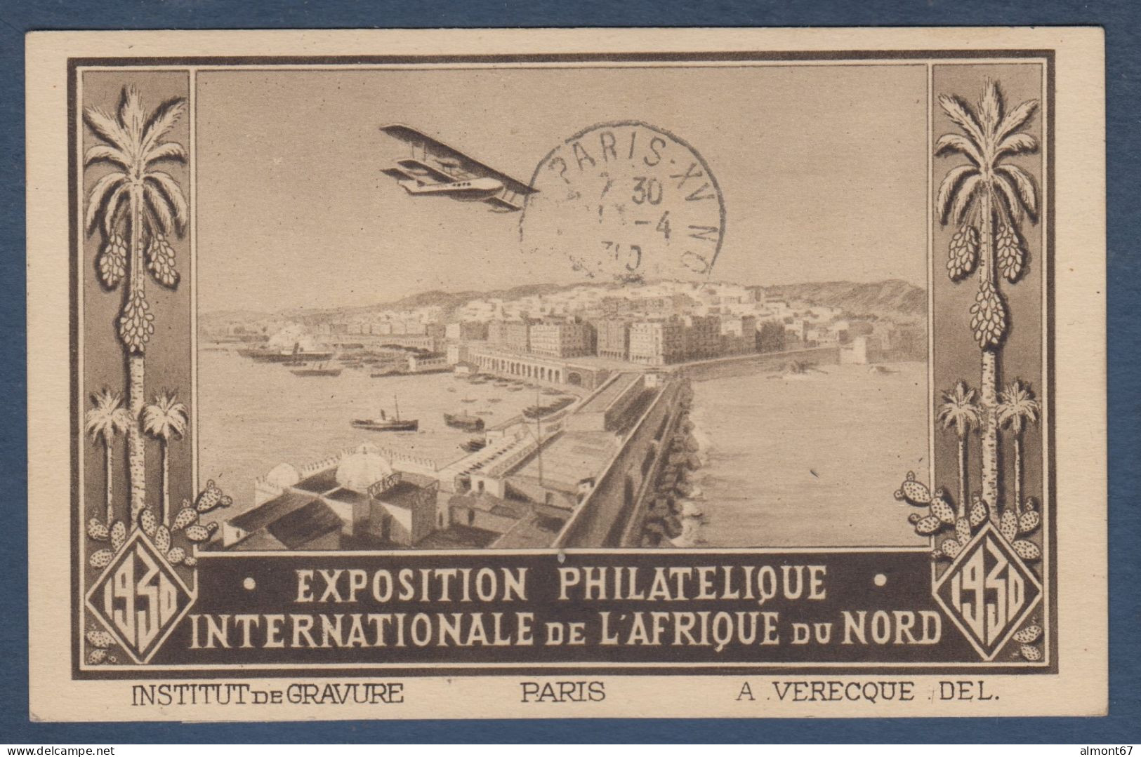 Algérie N° 56b ( 5e Arbre ) En Paire Avec Normal Sur Carte Recommandée  Voyage Alger Paris - Lettres & Documents