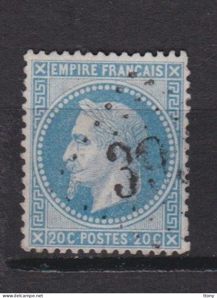 1 Timbre N° 29         Napoléon III   Lauré   Oblitéré    20 C  Bleu - 1863-1870 Napoleon III With Laurels