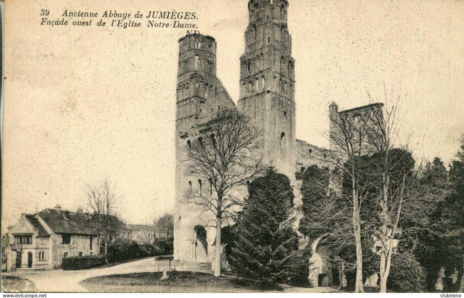 CPA -  JUMIEGES - ANCIENNE ABBAYE - FACADE OUEST EGLISE N.DAME - Jumieges