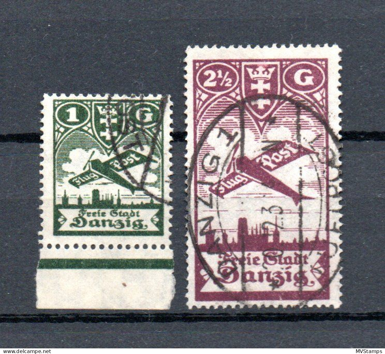 Danzig (Germany) 1924 Old Airmail/aviation Stamps (Michel 205/06) Nice Used - Used