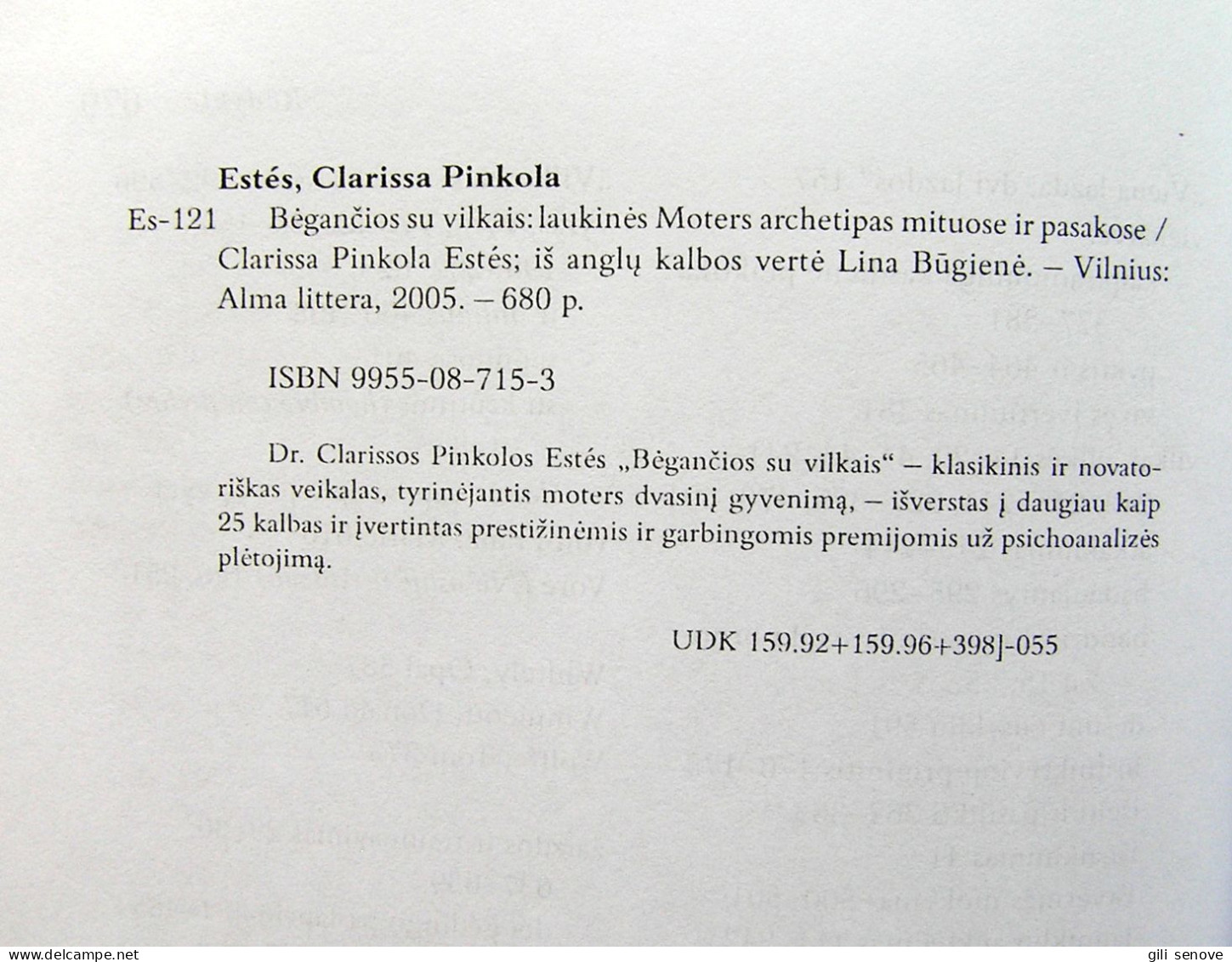 Lithuanian Book / Bėgančios Su Vilkais By Clarissa Pinkola Estes 2005 - Cultural