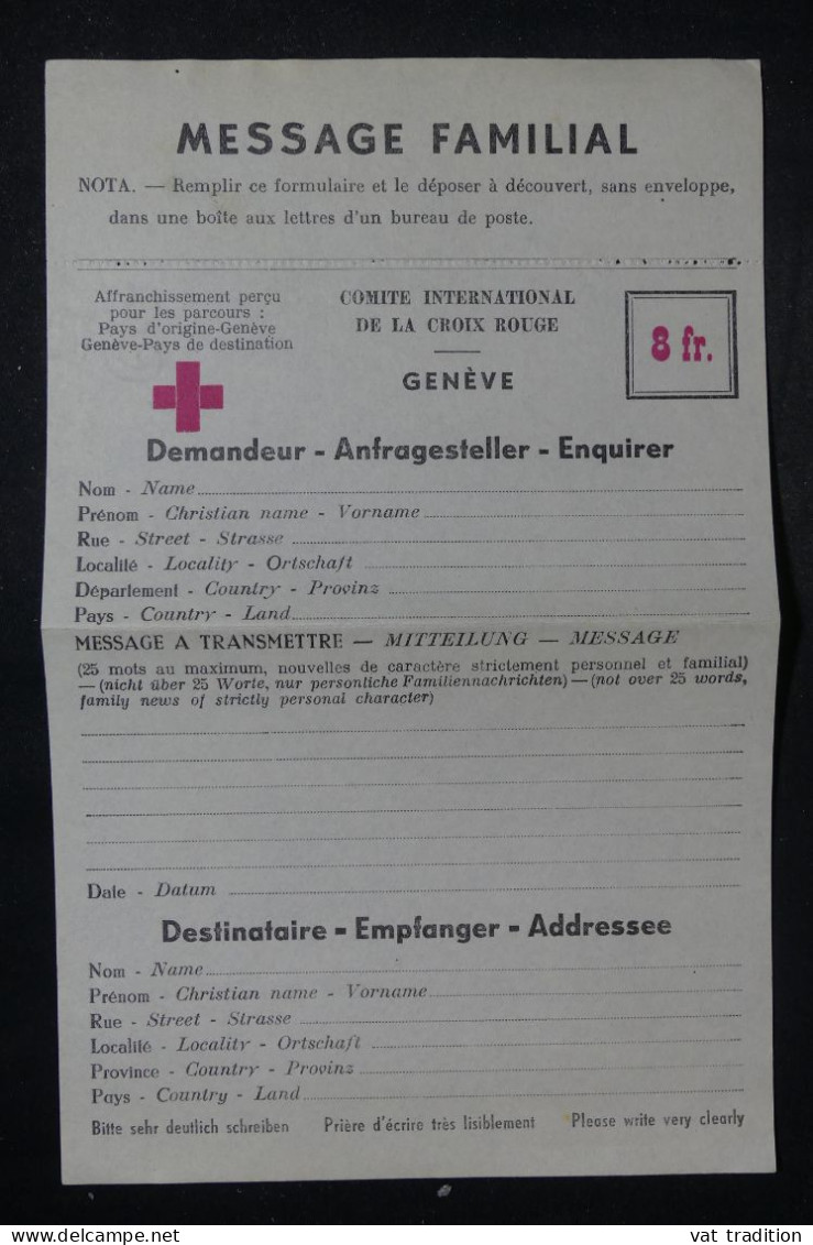 SUISSE - Formulaire Croix Rouge De Correspondance Non Circulé - L 151906 - Poststempel