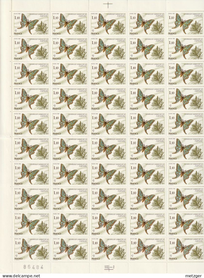 Feuille Complète De 50 Timbres Du N° 2089 Papillon - Feuilles Complètes