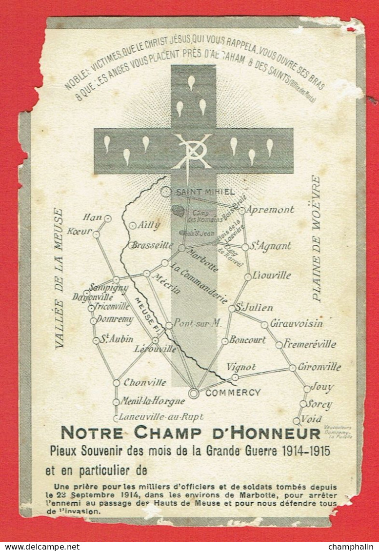 Mémento Décès - Notre Champ D'Honneur - Pieux Souvenir Des Mois De La Grande Guerre 1914-1915 WWI - Sans Nom - Décès