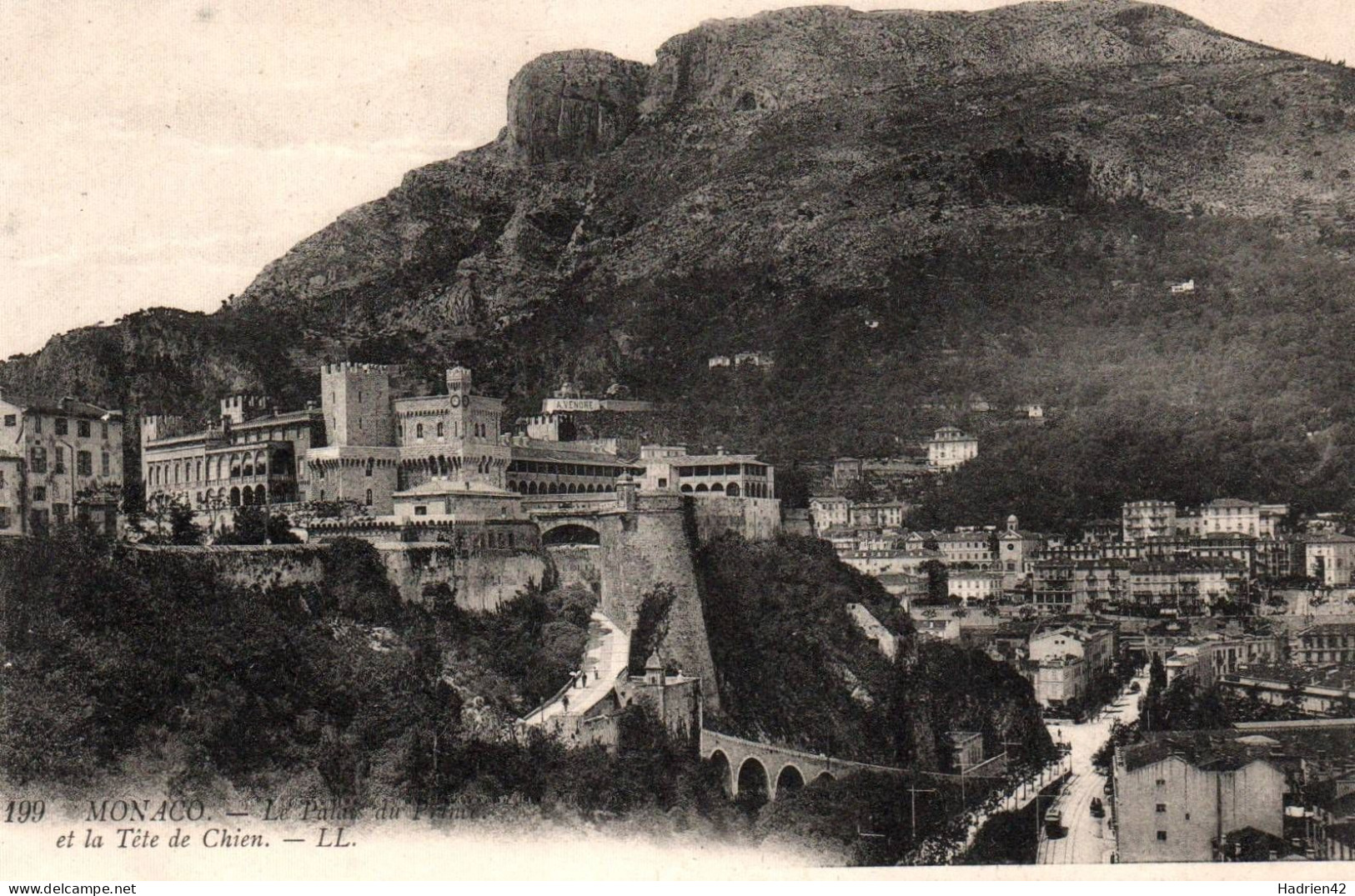 RECTO/VERSO - CPA - MONACO - LE PALAIS DU PRINCE ET LA TETE DU CHIEN - Palais Princier