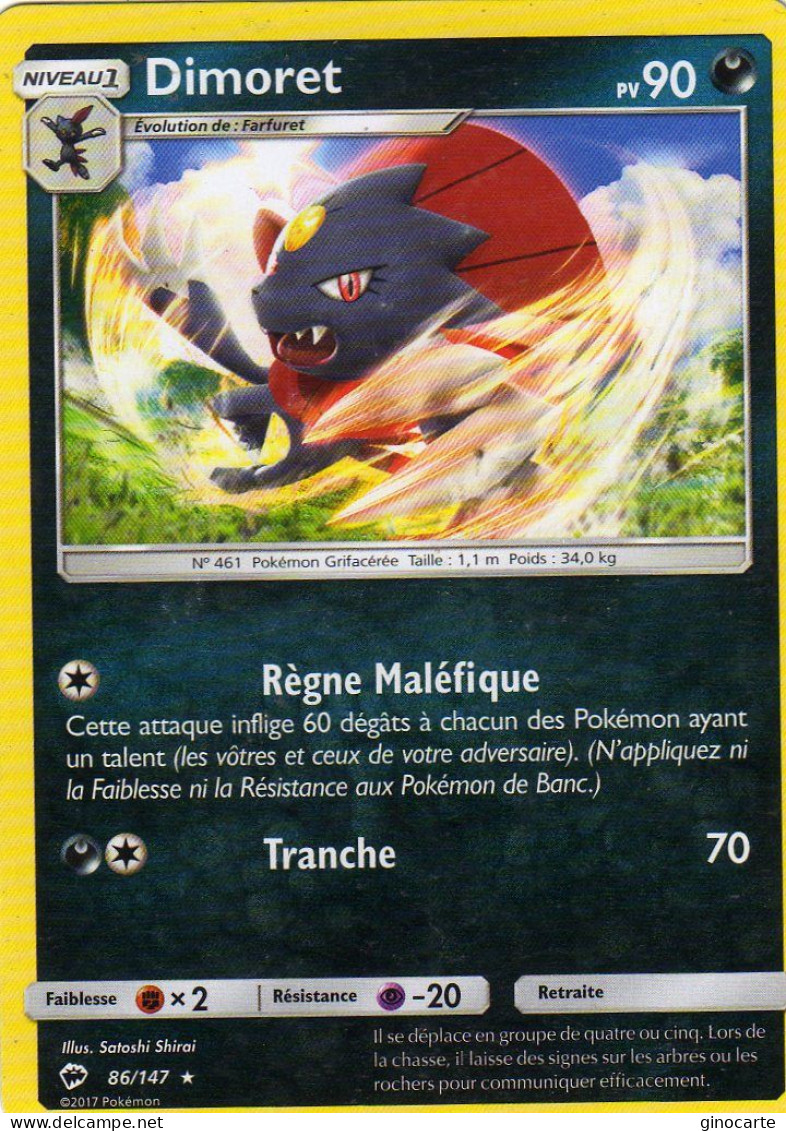 Carte Pokemon 86/147 Dimoret 90pv 2017 - Other & Unclassified