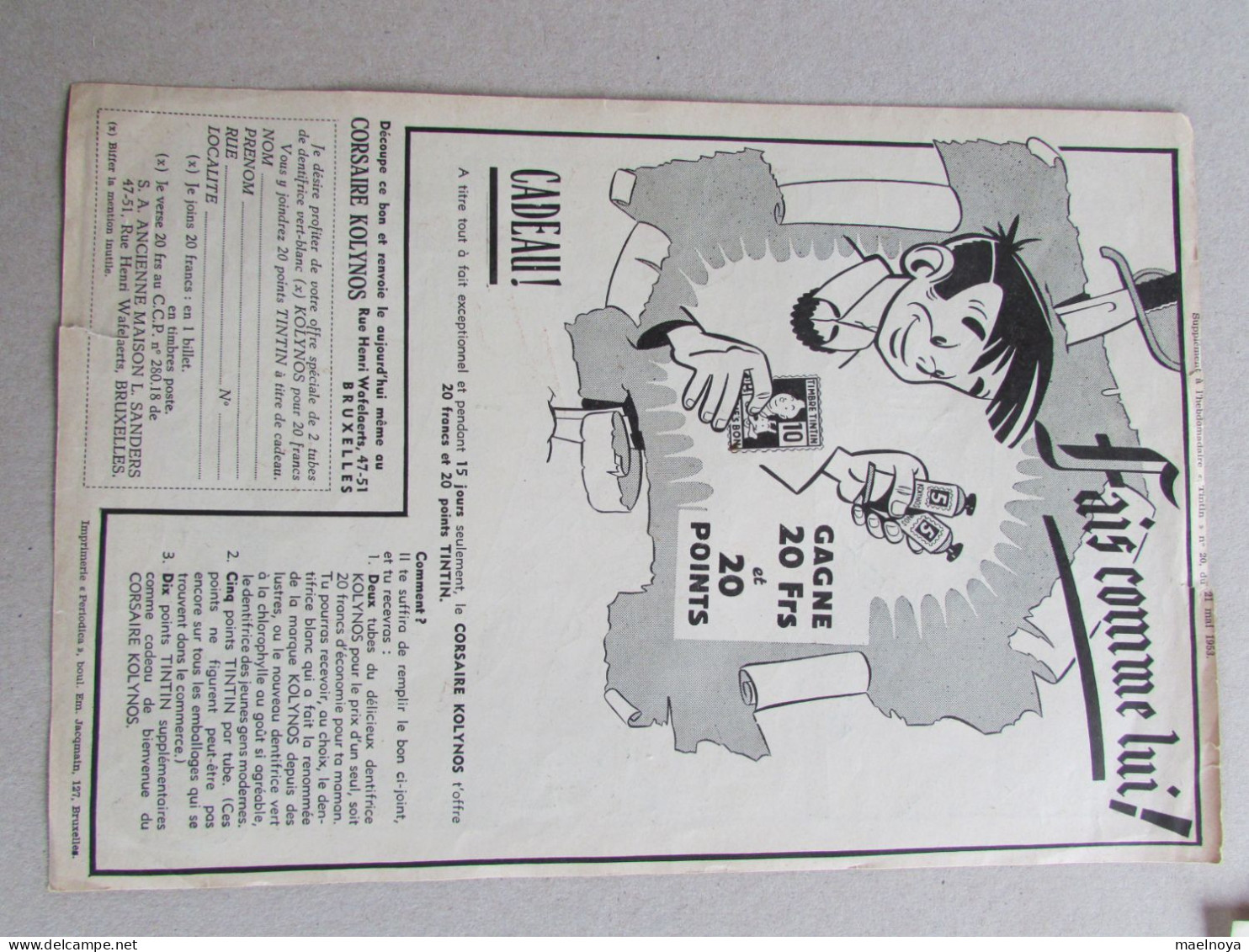 LOT 8 SUPPLEMENTS TINTIN DE 1947 A 1960